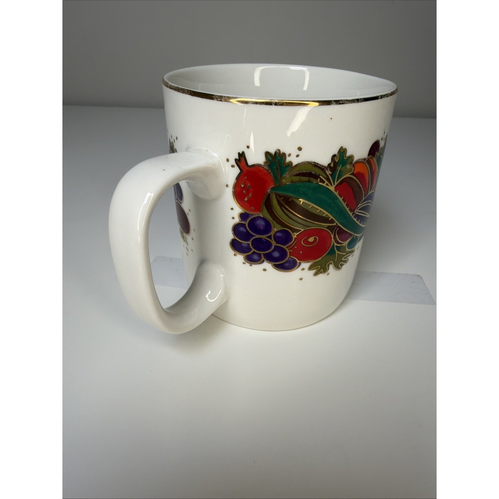 Bob Mackie Design Group Coffee‎ Mug Fruit and Ribbon 2000 Art Deco Cottagecore - Picture 4 of 7